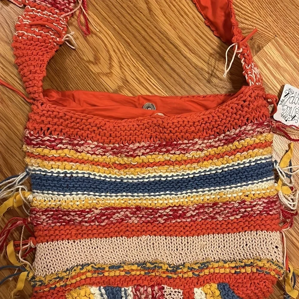 NWT Free People Northbound Hobo Bag Cotton Crochet Multicolor Shoulder Bag Tote